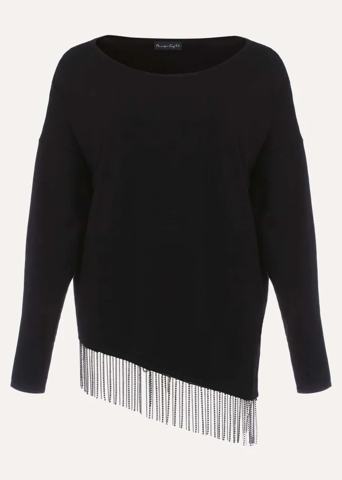 Mellia Fine Knit Diamante Top Black Women Phase Eight Knitwear
