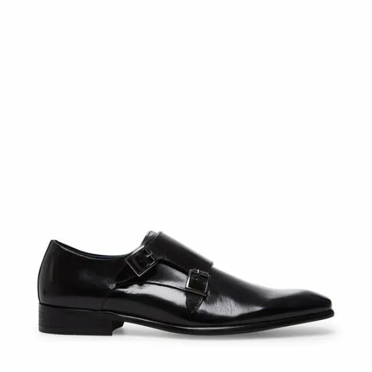 Men039s BEAUMONT BLACK LEATHER Black Leather Steve Madden Dress