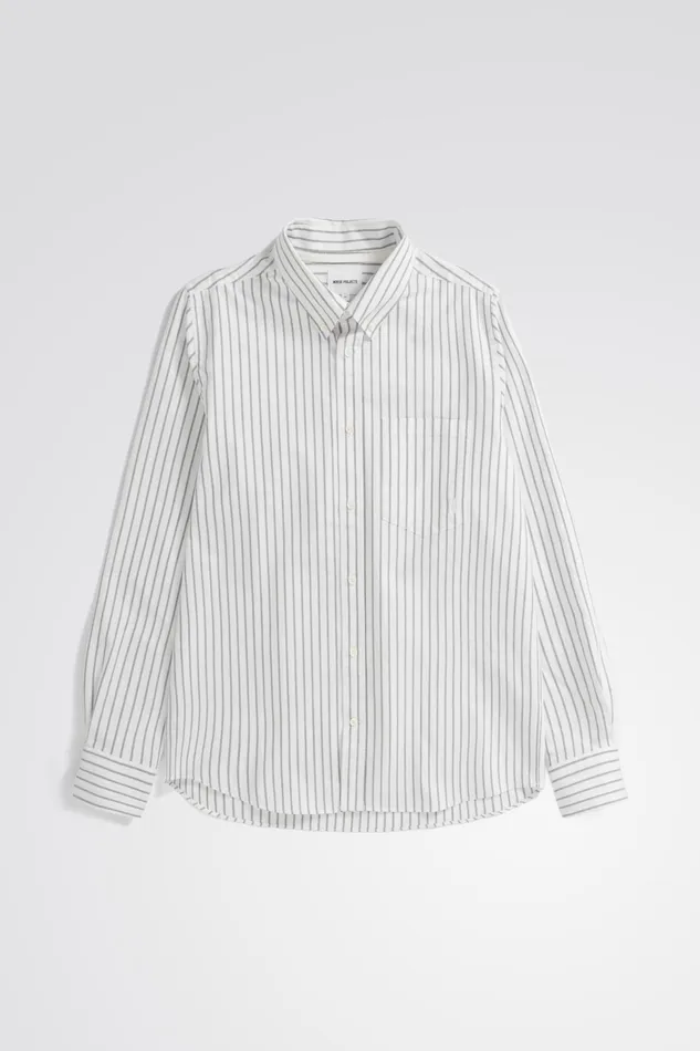 Men Algot Oxford Monogram Shirt Spruce Green Norse Projects Shirting