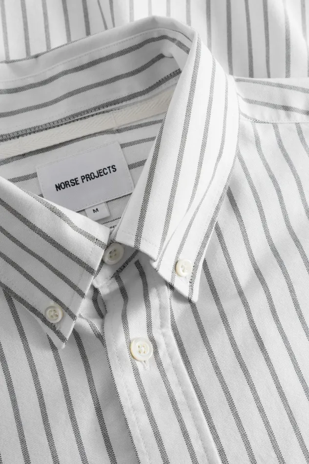 Men Algot Oxford Monogram Shirt Spruce Green Norse Projects Shirting