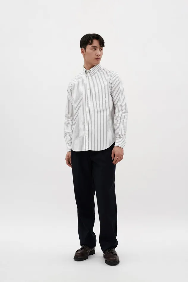 Men Algot Oxford Monogram Shirt Spruce Green Norse Projects Shirting
