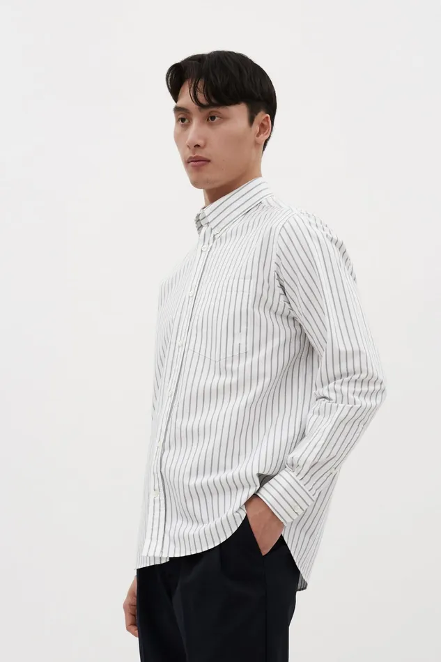 Men Algot Oxford Monogram Shirt Spruce Green Norse Projects Shirting