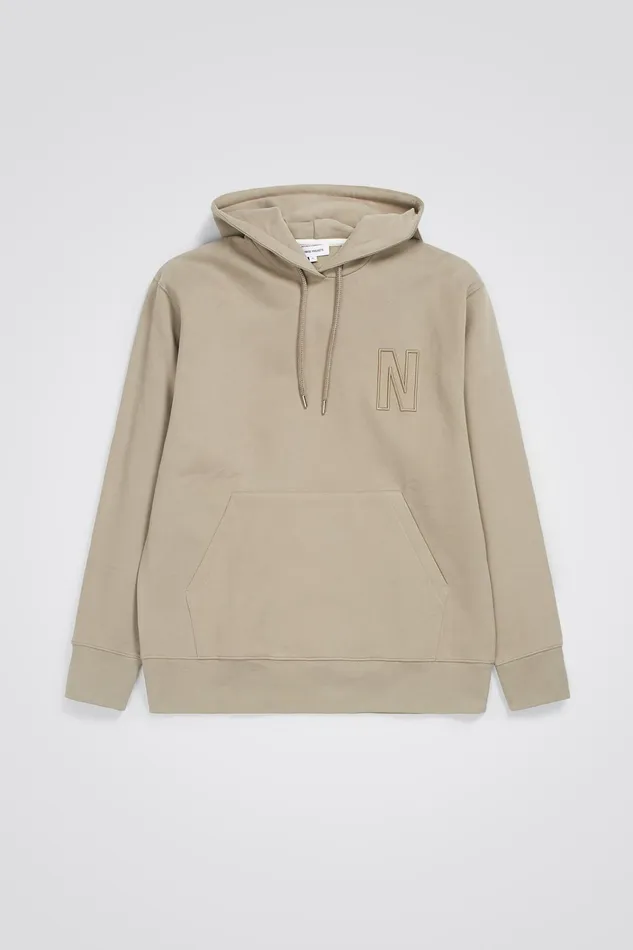 Men Arne Relaxed Fleece N Logo Hoodie Sand Norse Projects Sweatshirts