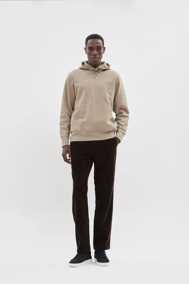 Men Arne Relaxed Fleece N Logo Hoodie Sand Norse Projects Sweatshirts