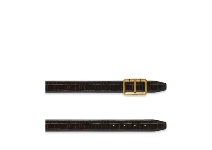 Men Belts Tom Ford Glossy Printed Croc Scored T Belt Men Belts Tom Ford Glossy Printed Croc Scored T Belt