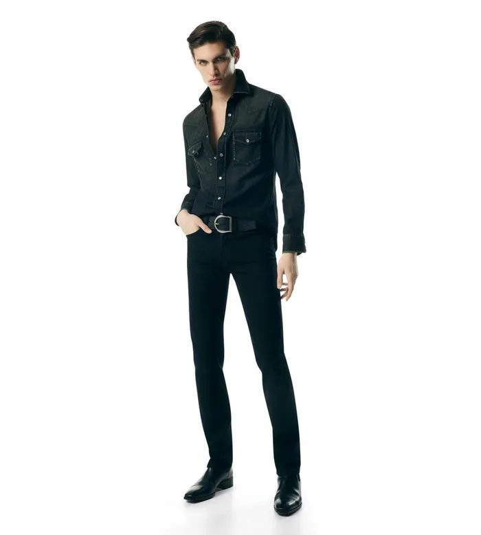 Men Belts Tom Ford Grain Leather Western Jeans Belt Black Men Belts Tom Ford Grain Leather Western Jeans Belt Black