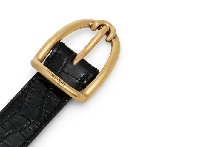 Men Belts Tom Ford Printed Alligator Angled Buckle Belt Men Belts Tom Ford Printed Alligator Angled Buckle Belt