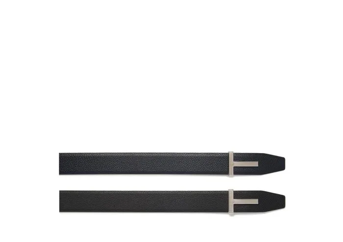 Men Belts Tom Ford Soft Grain Leather Ridge T Belt Dark Navy Black Men Belts Tom Ford Soft Grain Leather Ridge T Belt Dark Navy Black