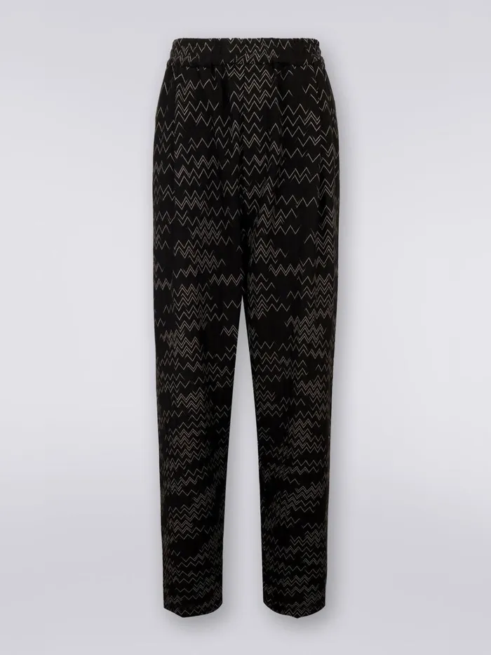 Men Cotton And Viscose Trousers Black and White Missoni Trousers