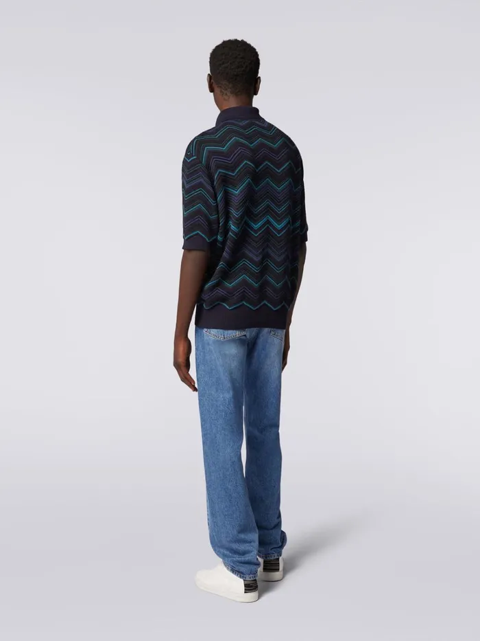 Men Cotton Blend Chevron ShortSleeved Polo Shirt Multicoloured Missoni Polos and Tshirts Men Cotton Blend Chevron ShortSleeved Polo Shirt Multicoloured Missoni Polos and Tshirts