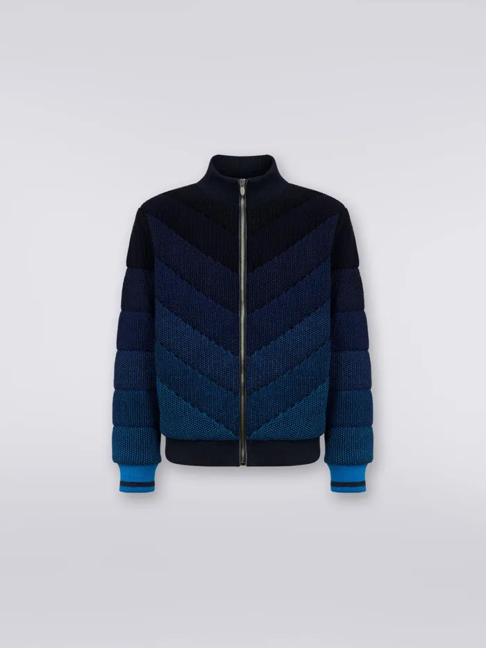 Men Dgrad Padded Cotton Blend Bomber Jacket Black and Blue Missoni Sport