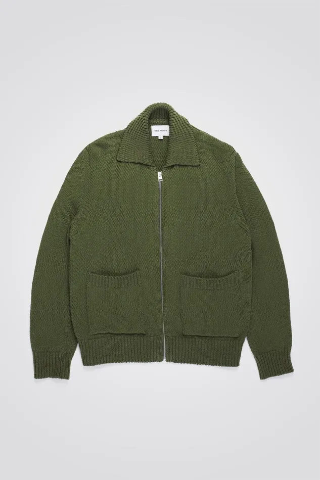 Men Erik Cotton Jacket Ivy Green Norse Projects Knitwear