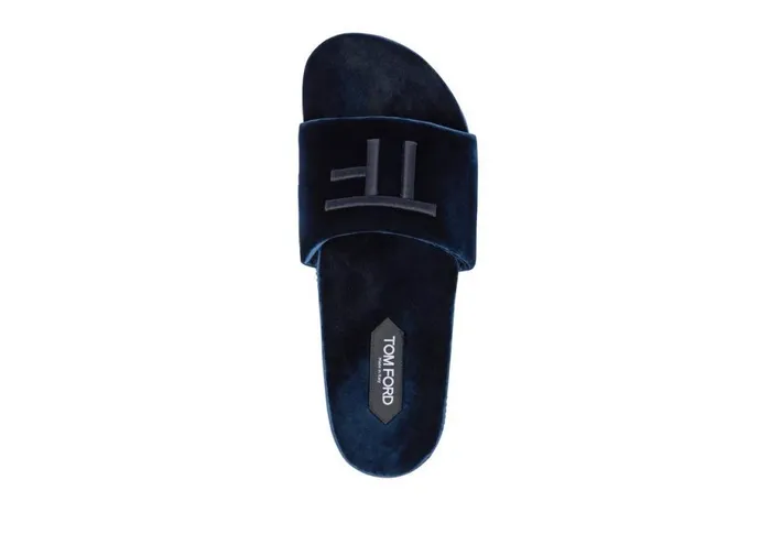 Men Espadrilles and Sandals Tom Ford Velvet Harrison Slipper Ocean Men Espadrilles and Sandals Tom Ford Velvet Harrison Slipper Ocean