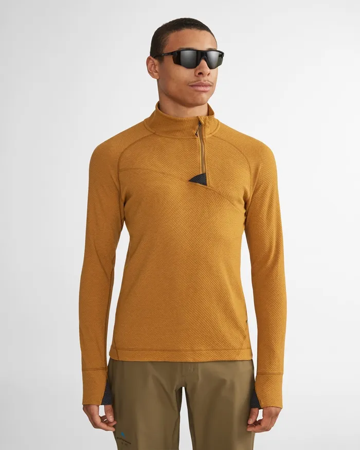Men Huge Norna Half Zip Mid Layer Ravenburnt Russet Klttermusen Fleeces and Sweaters