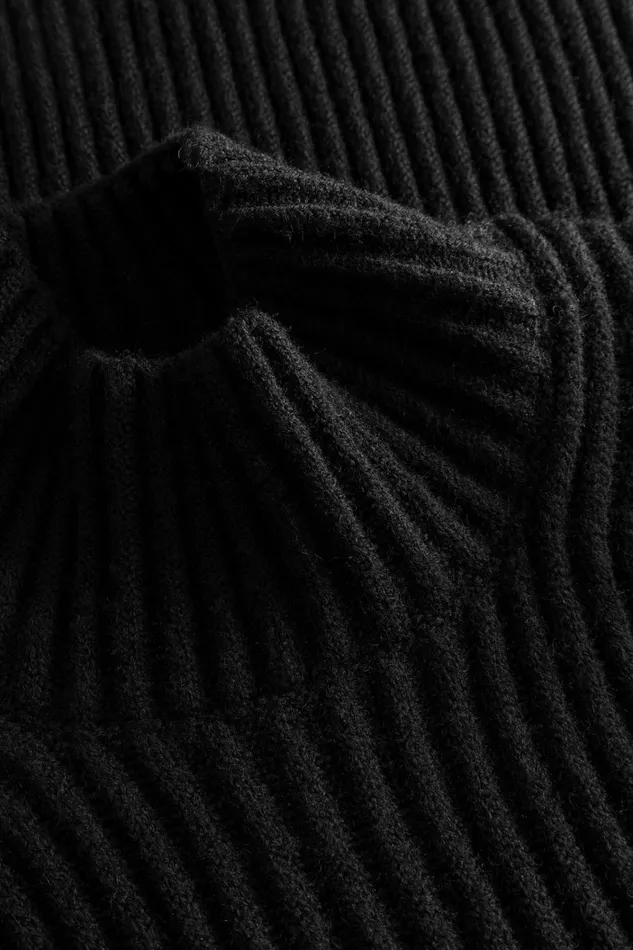 Men Hybrid Rib Mock Neck Stretch Wool Black Norse Projects Knitwear