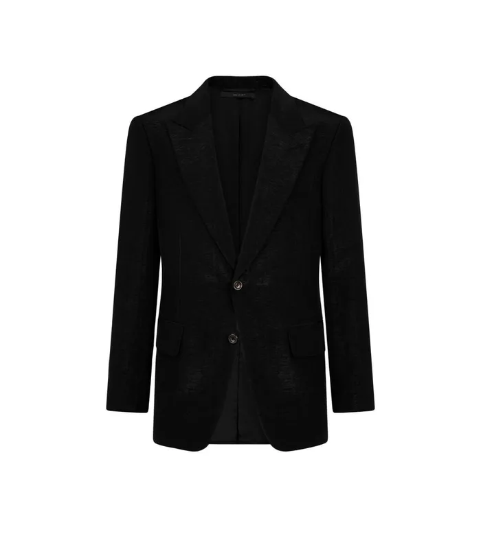 Men Jackets Tom Ford Metallic Slub Moire Shelton Jacket Black