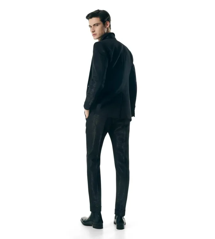 Men Jackets Tom Ford Metallic Slub Moire Shelton Jacket Black Men Jackets Tom Ford Metallic Slub Moire Shelton Jacket Black