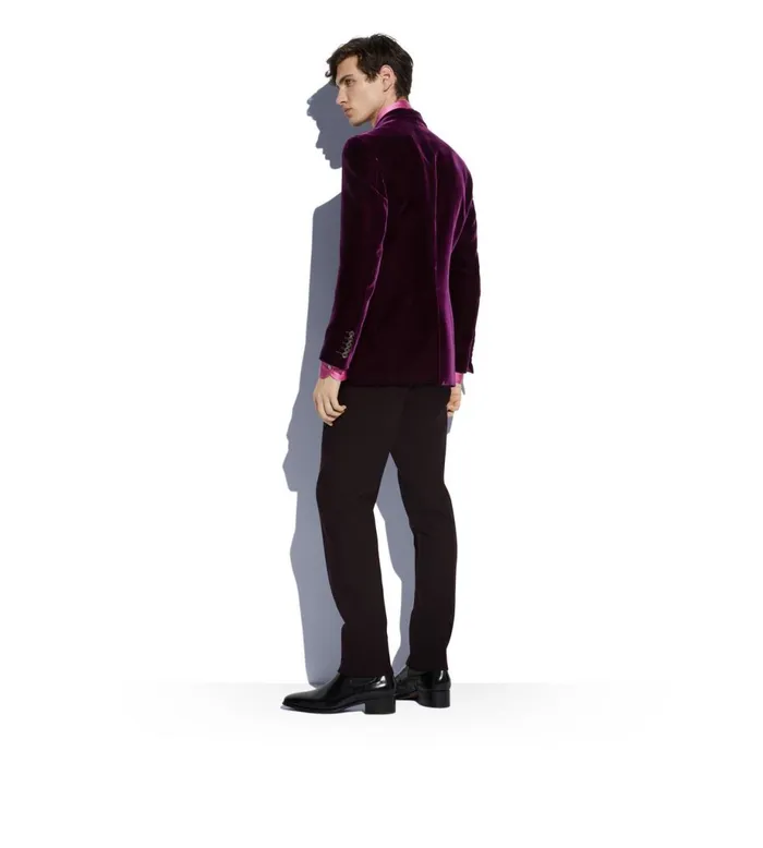 Men Jackets Tom Ford Viscose Fluid Velvet Cooper Jacket Dark Magenta Men Jackets Tom Ford Viscose Fluid Velvet Cooper Jacket Dark Magenta