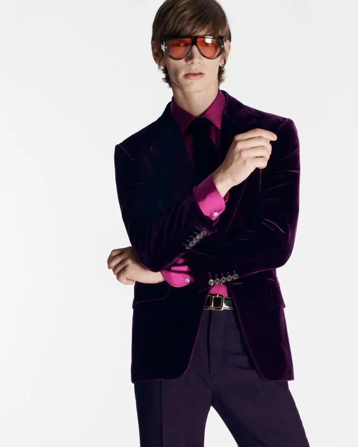 Men Jackets Tom Ford Viscose Fluid Velvet Cooper Jacket Dark Magenta Men Jackets Tom Ford Viscose Fluid Velvet Cooper Jacket Dark Magenta