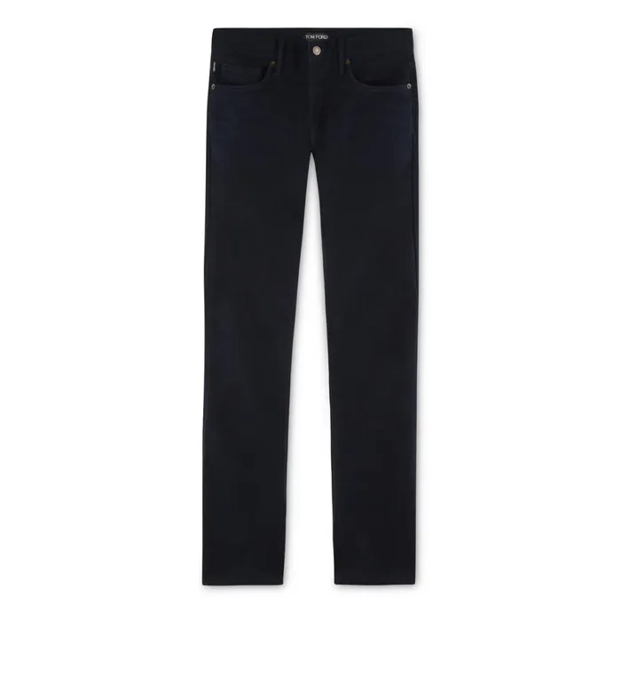 Men Jeans Tom Ford Moleskin Stretch Slim Fit Denim Navy