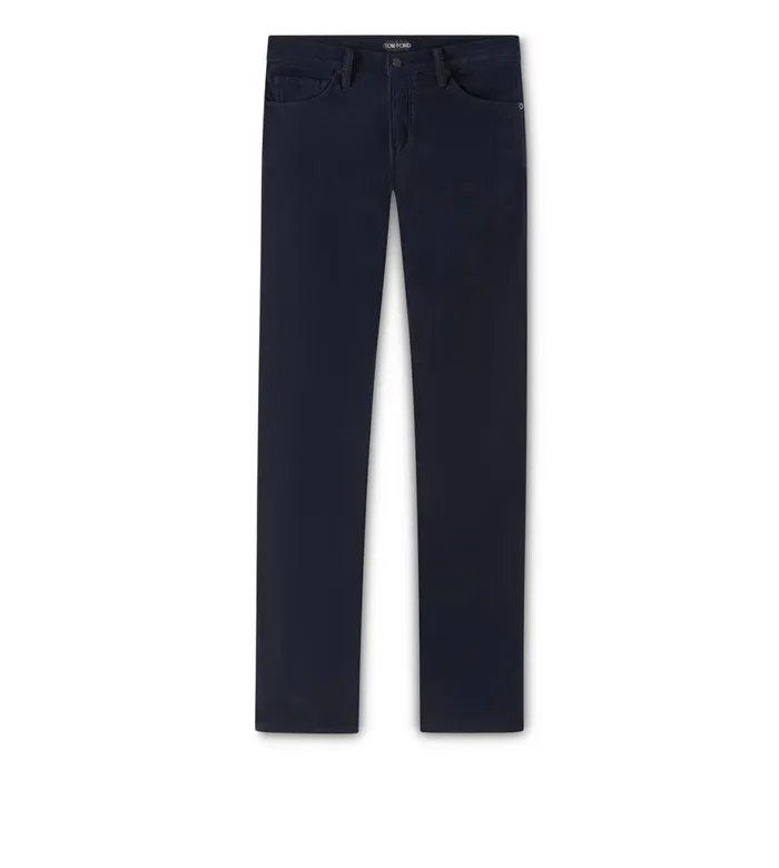 Men Jeans Tom Ford Slim Fit Moleskin Stretch Denim Navy