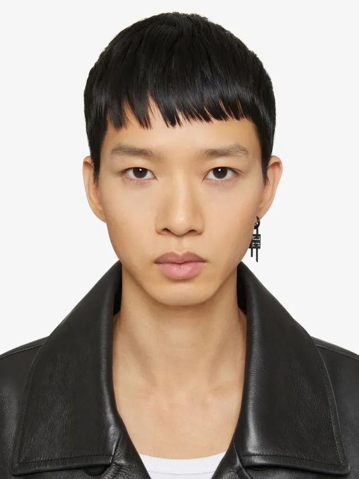 Men Jewelry Givenchy Lock Earring In Metal With Crystals Black Men Jewelry Givenchy Lock Earring In Metal With Crystals Black