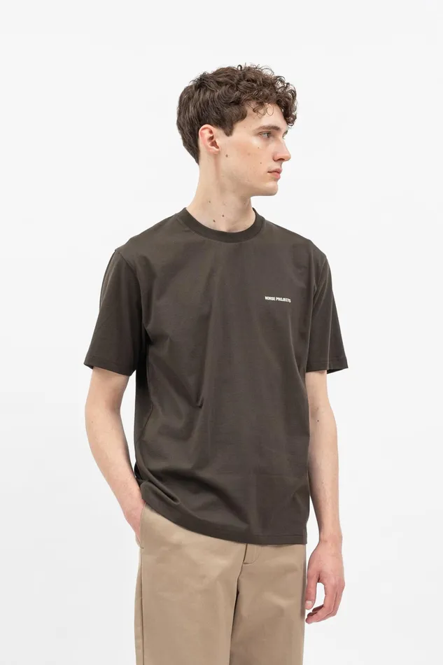 Men Johannes Logo Tshirt Heathland Brown Norse Projects TShirts