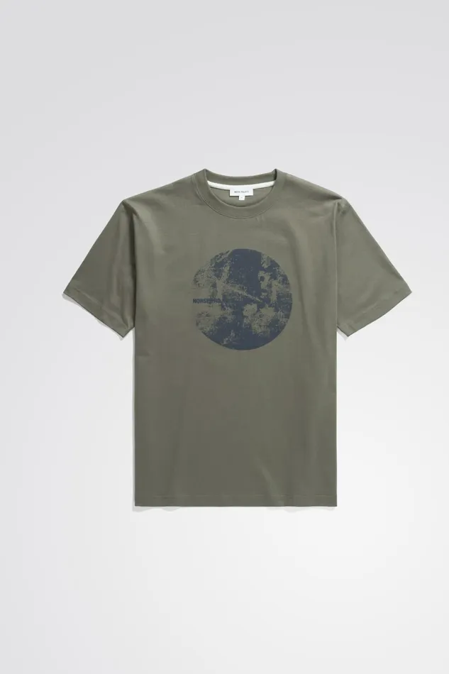 Men Johannes Organic Circle Print Tshirt Sediment Green Norse Projects TShirts