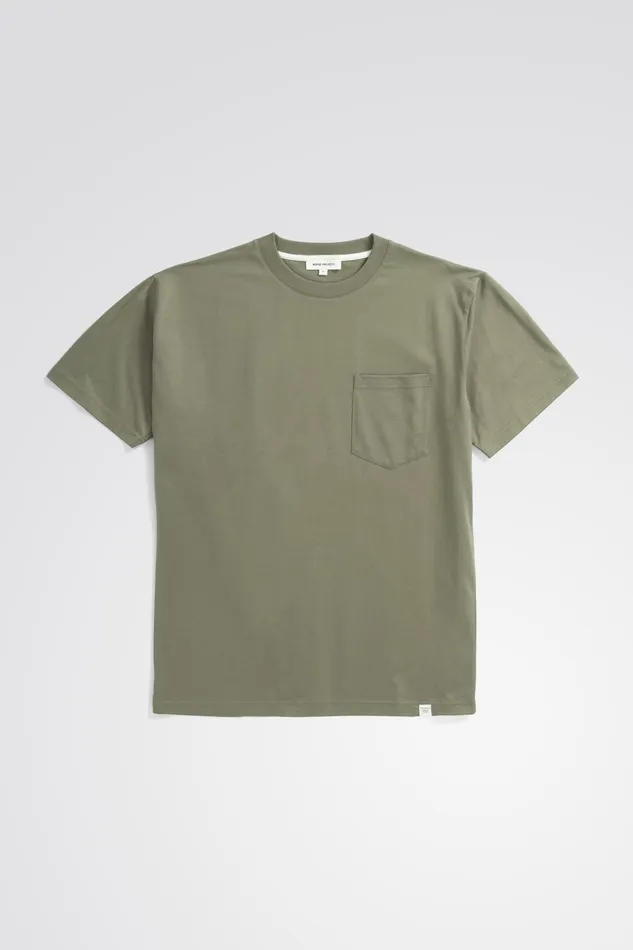 Men Johannes Organic Pocket Tshirt Sediment Green Norse Projects TShirts