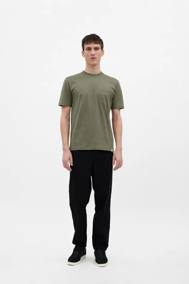 Men Johannes Organic Pocket Tshirt Sediment Green Norse Projects TShirts