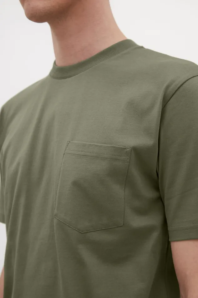 Men Johannes Organic Pocket Tshirt Sediment Green Norse Projects TShirts
