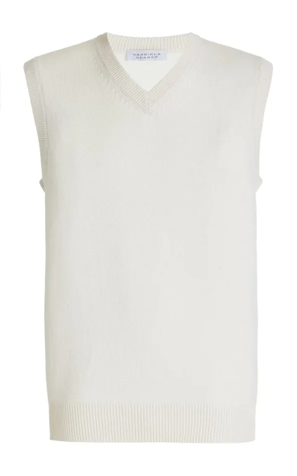 Men Knitwear Gabriela Hearst Fielding Knit Vest In Ivory Cashmere