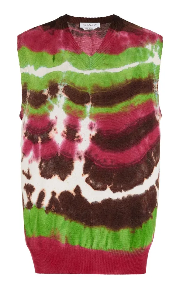 Men Knitwear Gabriela Hearst Fielding Knit Vest In Jewel Tie Dye Cashmere