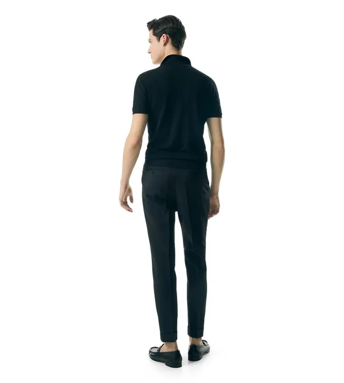 Men Knitwear Tom Ford Micro Textured Piquet Polo Black Men Knitwear Tom Ford Micro Textured Piquet Polo Black
