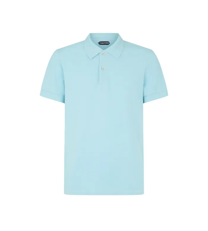 Men Knitwear Tom Ford Tennis Piquet Polo Pale Sky