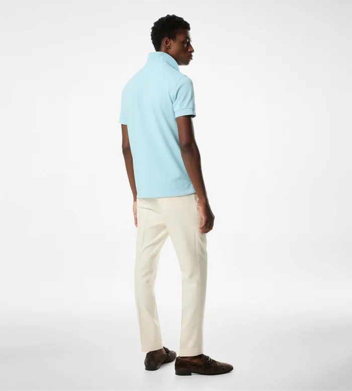 Men Knitwear Tom Ford Tennis Piquet Polo Pale Sky Men Knitwear Tom Ford Tennis Piquet Polo Pale Sky