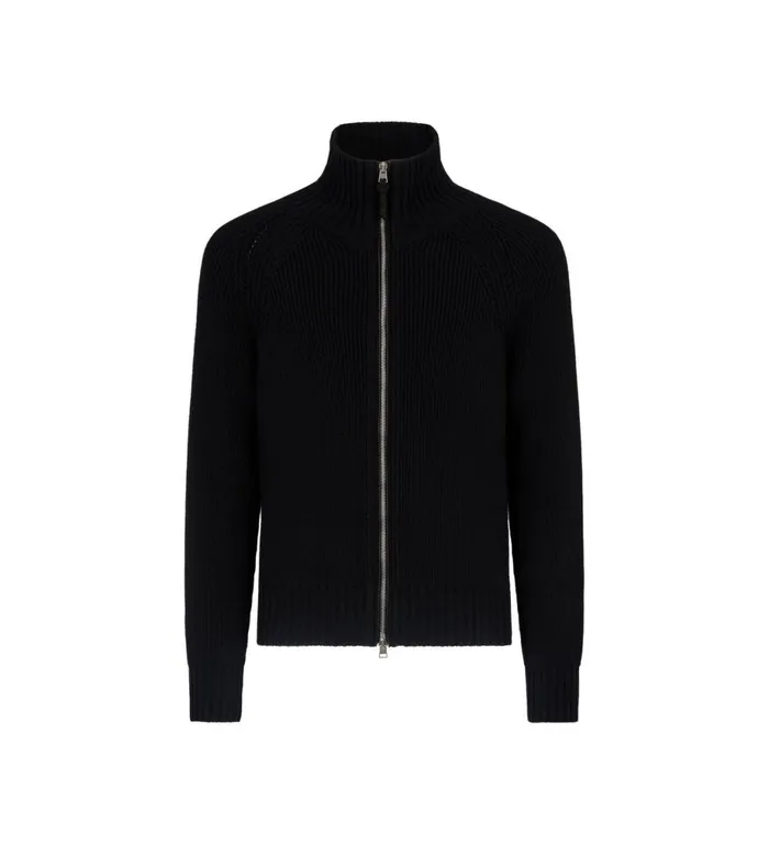 Men Knitwear Tom Ford Wool Cashmere Zip Through Black
