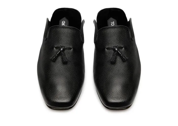 Men Loafers Tom Ford Grain Leather Winston Slipper Black Men Loafers Tom Ford Grain Leather Winston Slipper Black