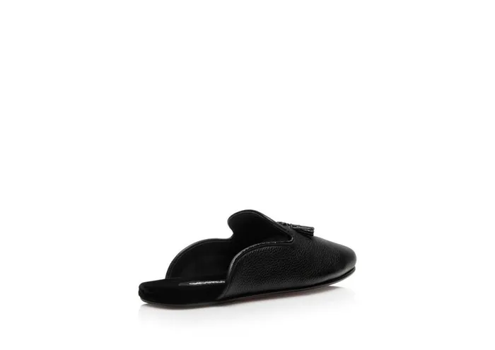Men Loafers Tom Ford Grain Leather Winston Slipper Black Men Loafers Tom Ford Grain Leather Winston Slipper Black