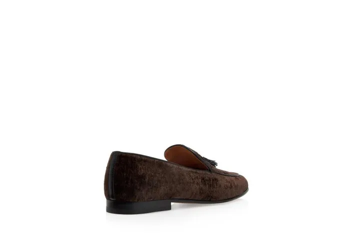 Men Loafers Tom Ford Textured Velvet Liam Tassel Loafer Chocolate Men Loafers Tom Ford Textured Velvet Liam Tassel Loafer Chocolate