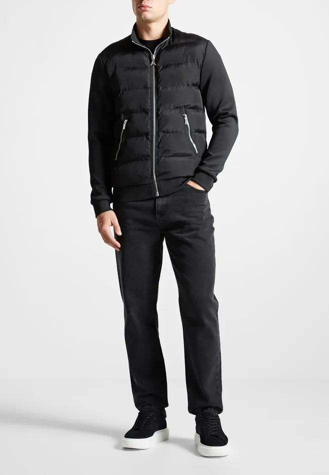 Men Manire De Voir Nylon And Neoprene Quilted Jacket Black