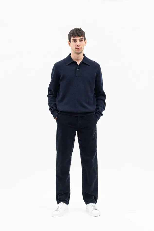 Men Marco Merino Lambswool Polo Dark Navy Norse Projects Knitwear