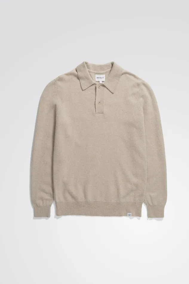 Men Marco Merino Lambswool Polo Oatmeal Norse Projects Knitwear