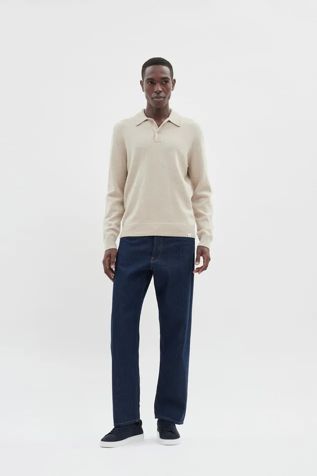 Men Marco Merino Lambswool Polo Oatmeal Norse Projects Knitwear