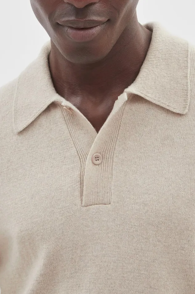 Men Marco Merino Lambswool Polo Oatmeal Norse Projects Knitwear