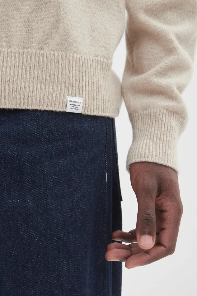 Men Marco Merino Lambswool Polo Oatmeal Norse Projects Knitwear