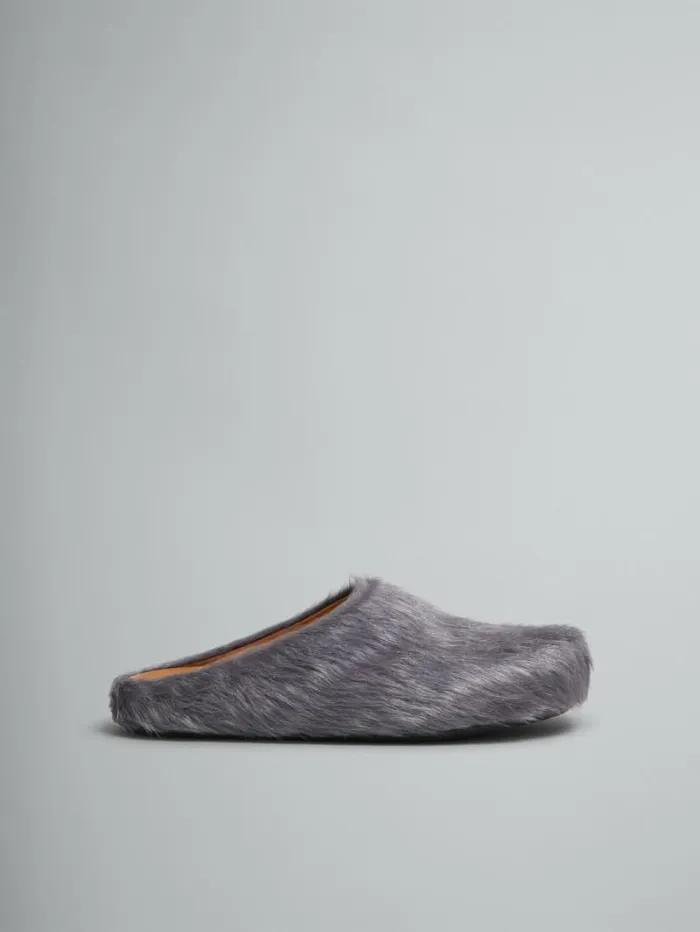 Men Marni Fussbett Sabot Grey LongHair Calfskin Fussbett Sabot
