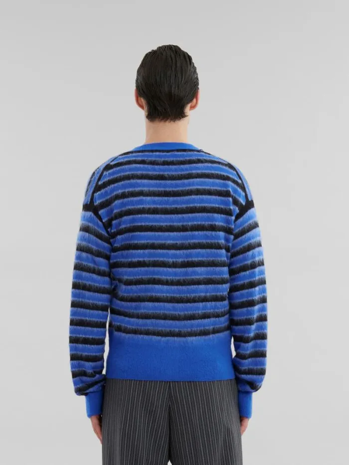 Men Marni Knitwear Blue WoolMohair Striped Cardigan