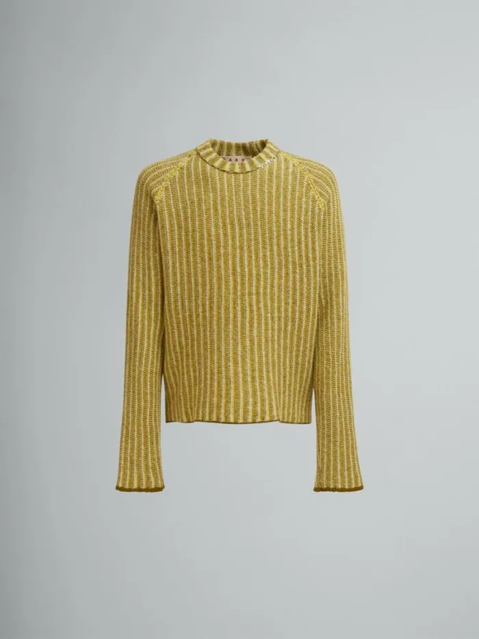 Men Marni Knitwear Green WoolCashmere Jumper With Dgrad Stripes