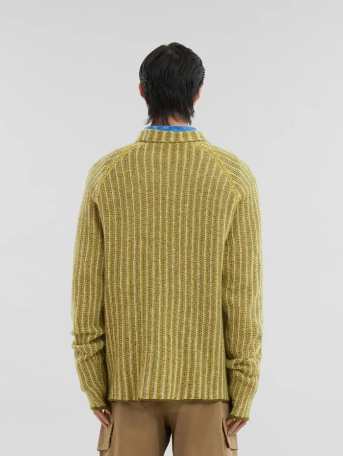 Men Marni Knitwear Green WoolCashmere Jumper With Dgrad Stripes
